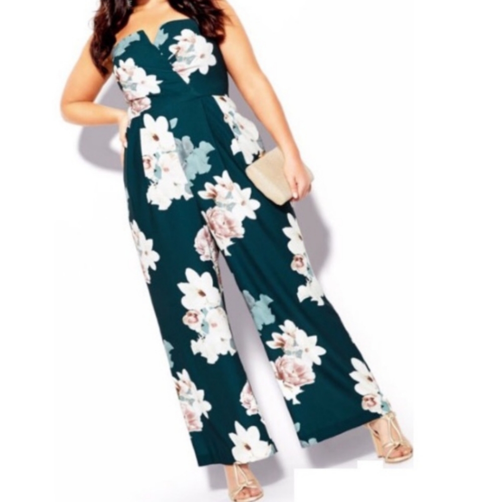 Emerald Floral Jumpsuit by City Chic